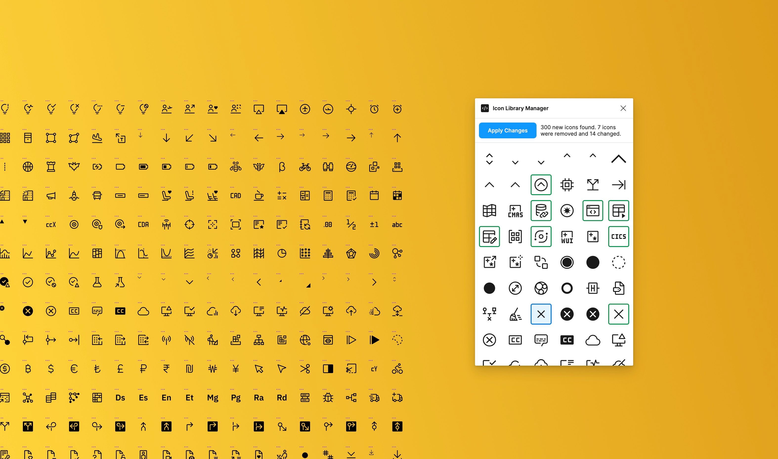 ILM highlights added, changed and removed icons before applying an update.